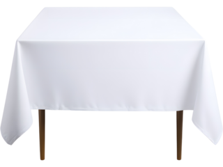 White rectangular tablecloth isolated on transparent background, perfect for dining and event visuals..