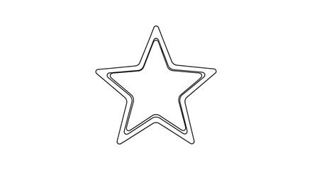 Simple outline of a five pointed star with dotted lines and a double outline effect