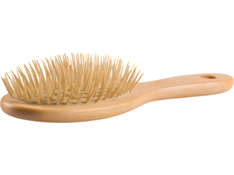 Wooden hair brush isolated on transparent background, perfect for self-care and beauty visuals. - Powered by Adobe