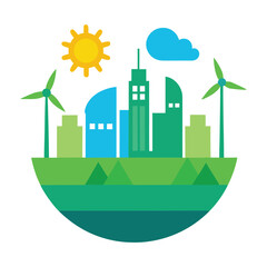 green energy concept with wind turbines