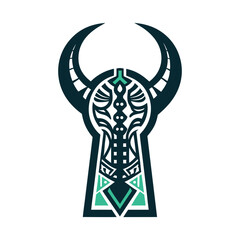 Tribal Keyhole Icon with Horns Design Vector Icon Set of Various Transportation Vehicles