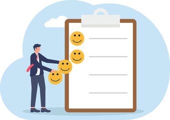 illustration of giving assessments on satisfaction with business services
