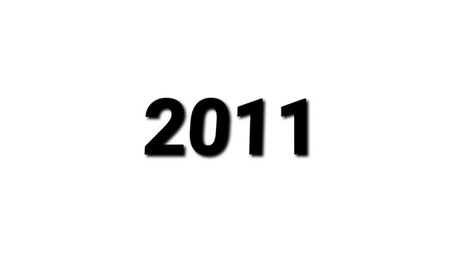 Bold Black Number 2011 Centered on a White Background with Shadow Effect year numeral