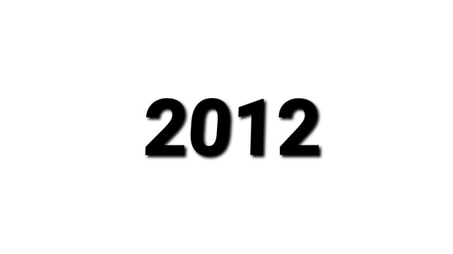 Bold Black Number 2012 Centered on a White Background with Shadow Effect year numeral