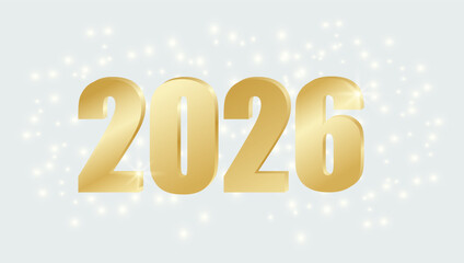 Gold numbers 2026 on a festive sparkling background with a bokeh effect. New Year celebration