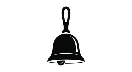 Simple black silhouette of a handbell with a loop for hanging on a white background