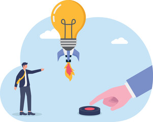  illustration of teamwork in implementing business ideas and innovations
