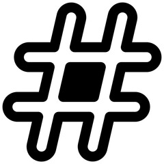 Obraz premium Hashtag. Outlined stroke vector icon with black-filled details.