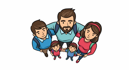 Family portrait of parents and two young children
