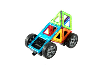 Vibrant Magnetic Construction Toy Car with Wheels