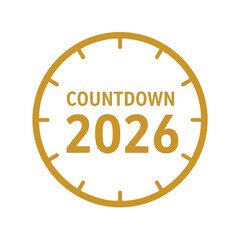 New year countdown 2026 clock symbol   golden celebration concept isolated on white background, Vector