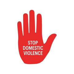 Stop domestic violence red hand symbol campaign awareness social cause vector isolated on white background, Vector