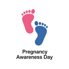 Pregnancy awareness day pink and blue baby footprints symbol icon isolated on white background, Vector