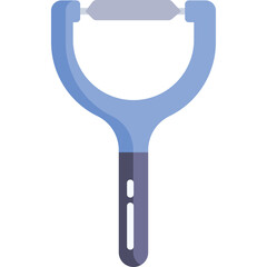 Flat Design Icon of a Blue and Gray Vegetable Peeler With a Transparent Background Isolated On White For Kitchen Use