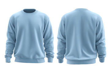 Light blue sweatshirt front and back views on black