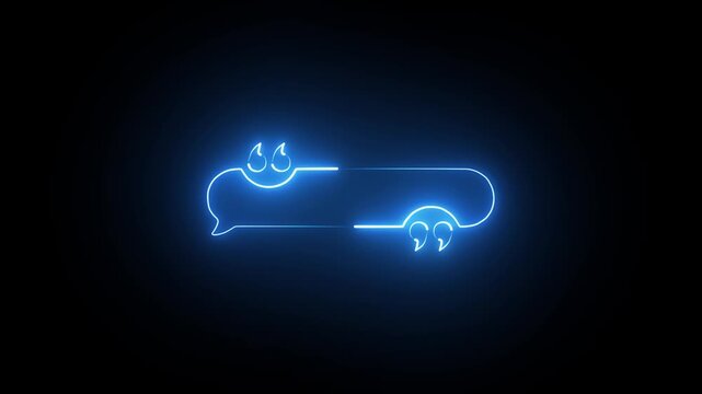 Text box template neon effect icon animation on black background .