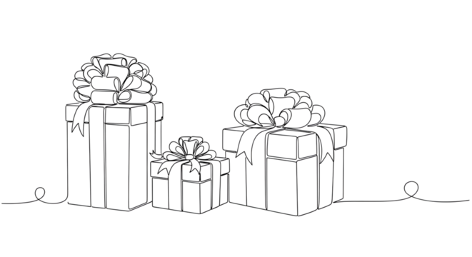 Three gift boxes with bows