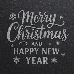 Silver Night Style Christmas and New Year Inscription text