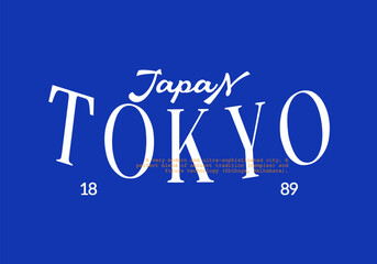 Elegant Vintage Typography Tokyo Japan Slogan Design for Tee, T-shirt, Sweatshirt, and Poster Art - Vector