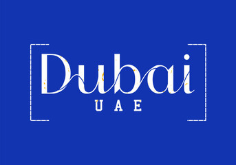 Elegant Vintage Typography Dubai UAE text Design for Tee, T-shirt, Sweatshirt, and Poster Art - Vector