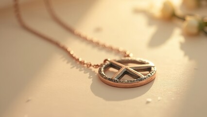 Pendant on a chain with the symbol of peace for World Peace Day