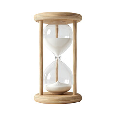 Sand flows in hourglass with wood frame, on black