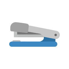 Simple flat design of a blue and gray stapler, isolated on white background isolated on white background, Vector