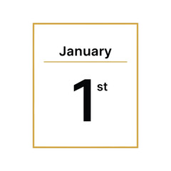 January 1st new year's day calendar date   minimalist design isolated on white background, Vector