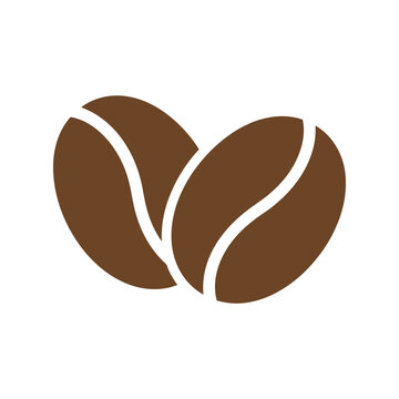 Vector illustration of two coffee beans on a white background, minimalist style isolated on white background, Vector