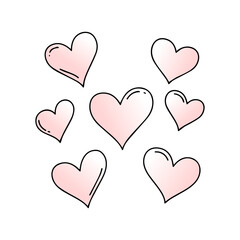 Hand Drawn Pastel Pink Doodle Heart Collection