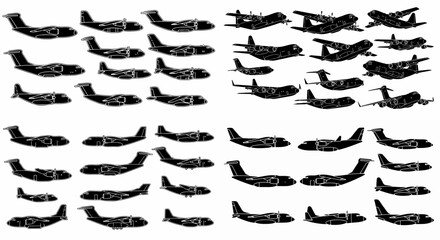Military transport aircraft collection in various views