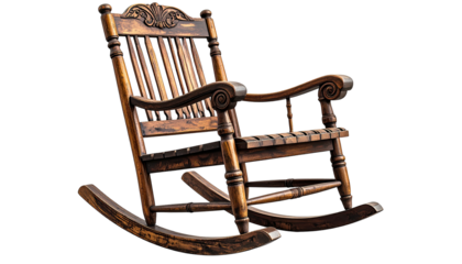 Ornate wooden rocking chair with carved details