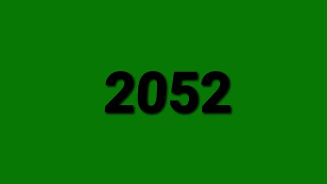 Bold Black Number 2052 Centered on a Solid Green Background with Subtle Shadow year numeral