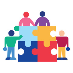 business people with puzzle