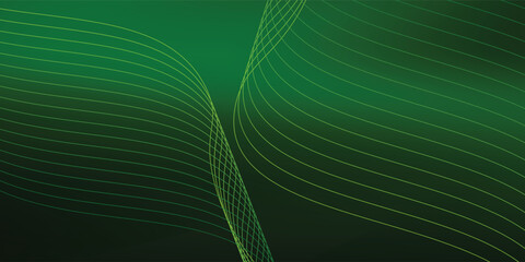 Abstract background using dark green tones on a black background. The lines and curves are like gentle and flowing waves. vector eps10