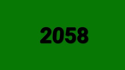 Black Number 2058 Centered on a Vibrant Green Background numeral year