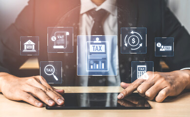 Financial regulation and tax compliance concept showing tax document, VAT, transaction flow, and financial auditing in modern financial system Vouch
