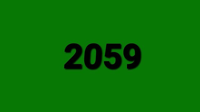 Black Number 2059 Centered on a Vibrant Green Background numeral year