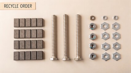 Arrangement of metal hardware elements in recycling order