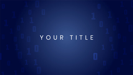 Blue Digital Background with Binary Code and Center Text Space