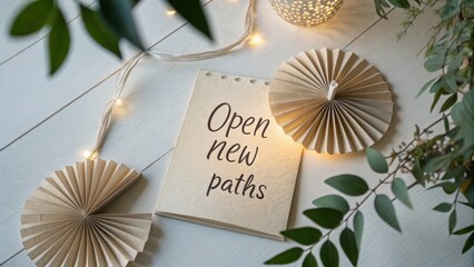 A notebook with inspirational message against a soft background