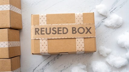 A Reused Cardboard Box Showing Tape Marks in Flatlay View