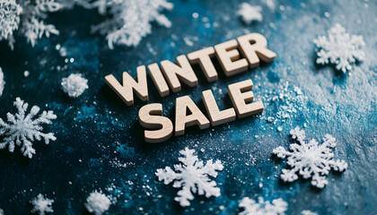 winter sale text seasonal promotion with snowflakes