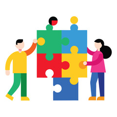 3d puzzle pieces with people