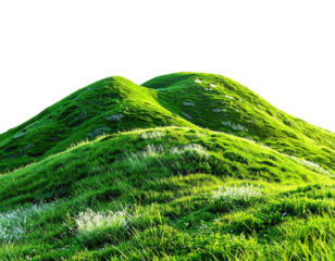 Verdant, grassy hills rise against dark sky