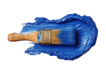 Blue paint stroke with wooden brush, textured