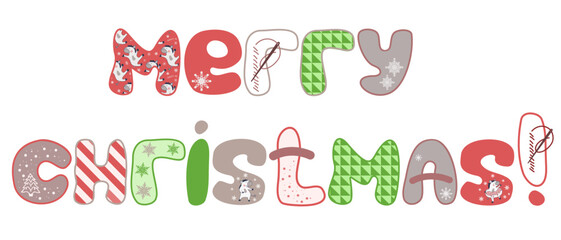 Merry Christmas greetings made from decorative letters