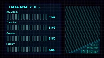 Futuristic Data Analytics Interface Digital Information Processing Cyber Security Technology Background - Powered by Adobe