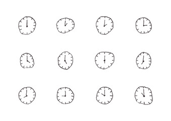 シンプルな時計の手描きイラスト