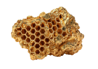 Golden honeycomb section with irregular crystalline exterior